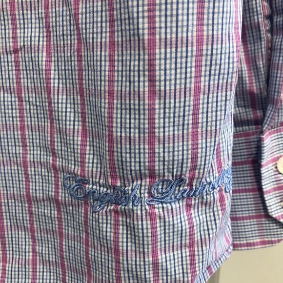 English Laundry Men's Button Up Shirt Large Striped Blue and‎ Pink - Picture 4 of 7